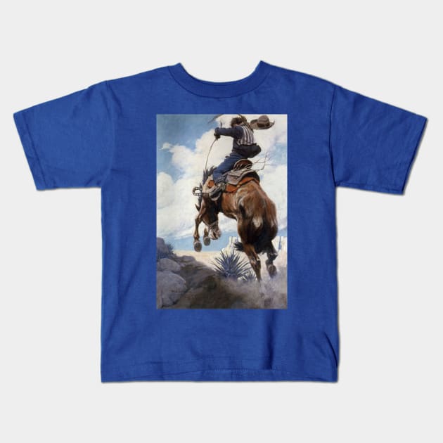 Bucking by NC Wyeth Kids T-Shirt by MasterpieceCafe